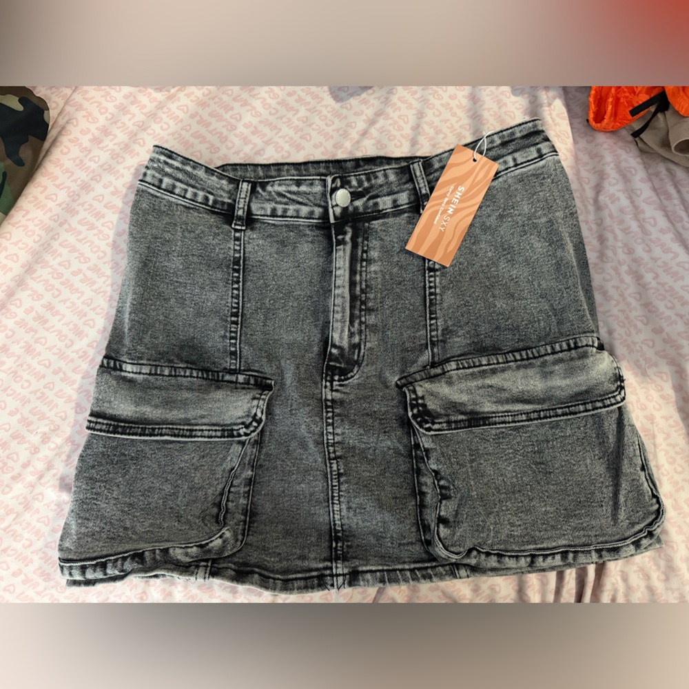 MOVING SALE!! $6!! SHEIN Gray Denim Mini Skirt